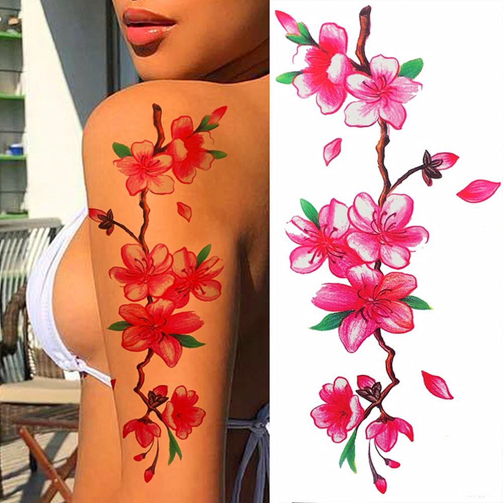Tatuagens atacado 100 pçs tatuagem temporária adesivos 3d beleza flor lótus rosa ameixa bossom peônia corpo henna mandala tatoo feminino menina