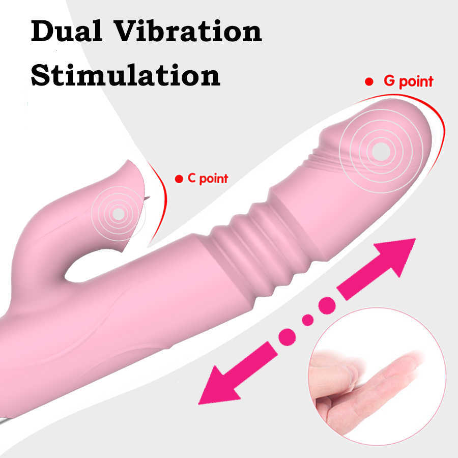 Massager Double Tongue Vibrating Dildo with Warming Telescopic Rotating Vibrators for Woman Anal Vaginal Clitoris Stimulator