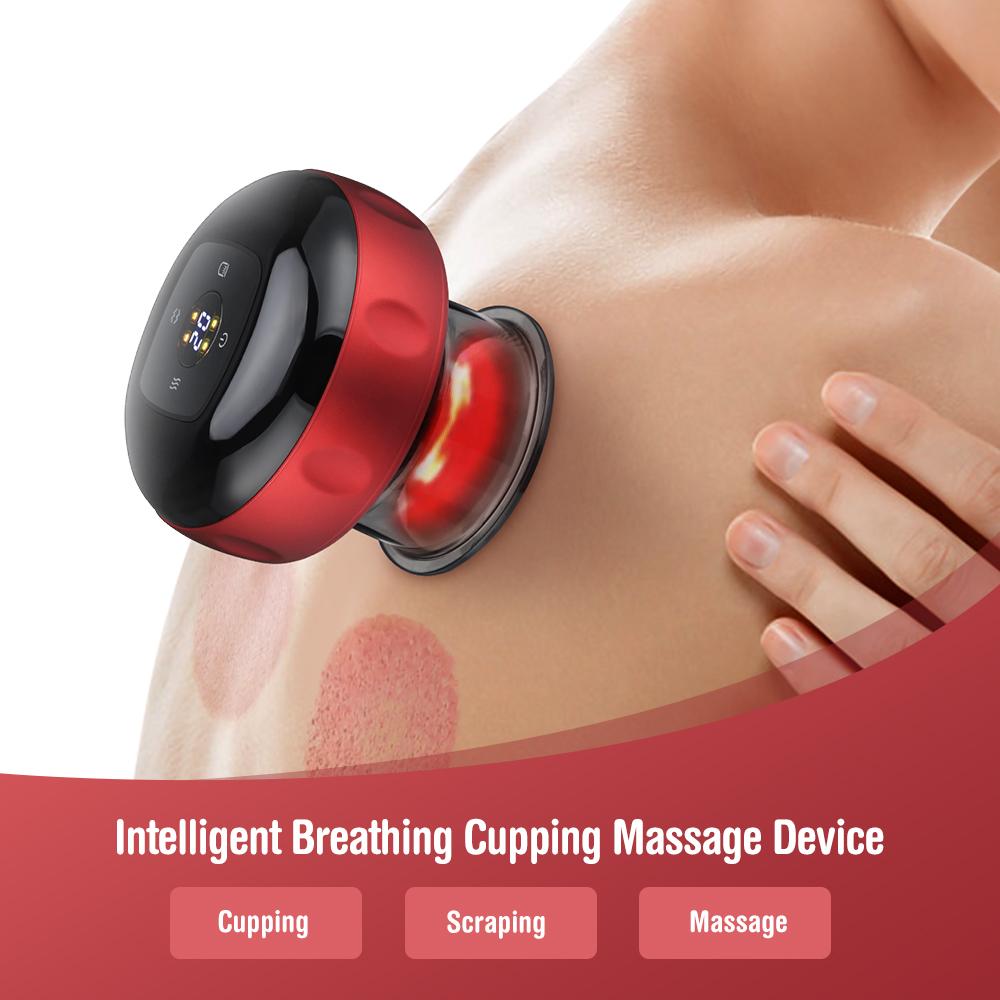 Massager Electric Cupping Therapy Massager 12speed Red Light Heating Breathing Cupping Massage Rechargeable Body Guasha Therapy Baguan