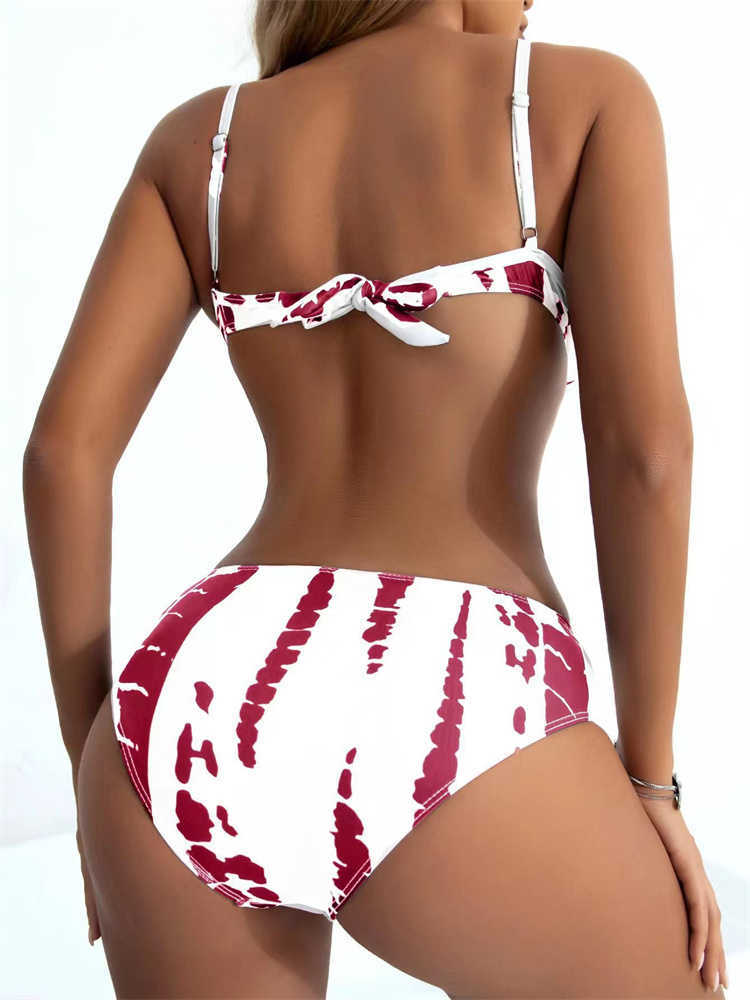 2023 Nieuwe Sexy Tie Dye Push Up Set Hoge Taille Dames Badmode Tweedelige Bikini Strand P230530