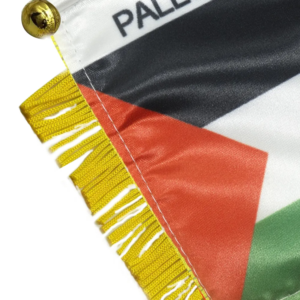 Striscione Mini Bandiera Palestina 10x15 cm Stendardo Premium in Poliestere con Ventosa la Decorazione della Porta dell'Home Office