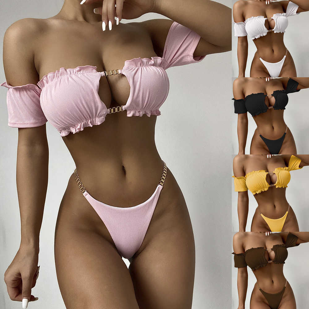 Roupa de banho feminina 2019 sexy push ups conjunto feminino verão praia bandagem tanga biquíni maiô P230530