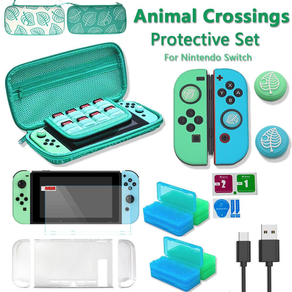 Sacs 12 en 1 pour jeu de croisement d'animaux, ensemble d'accessoires pour nintendo Switch, sac de transport, étui de protection de Film, capuchons de poignée, câble de chargement, carte