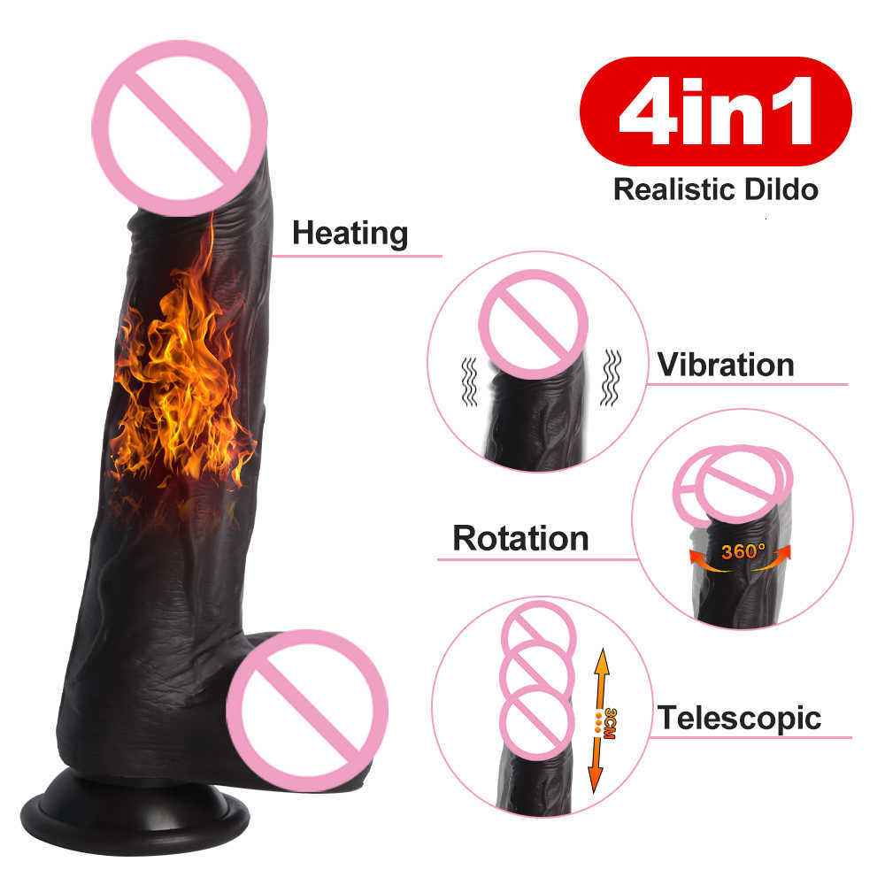 Vibrador telescópico automático, controle sem fio, pênis rotativo, realista, ventosa anal, pau grande para mulheres