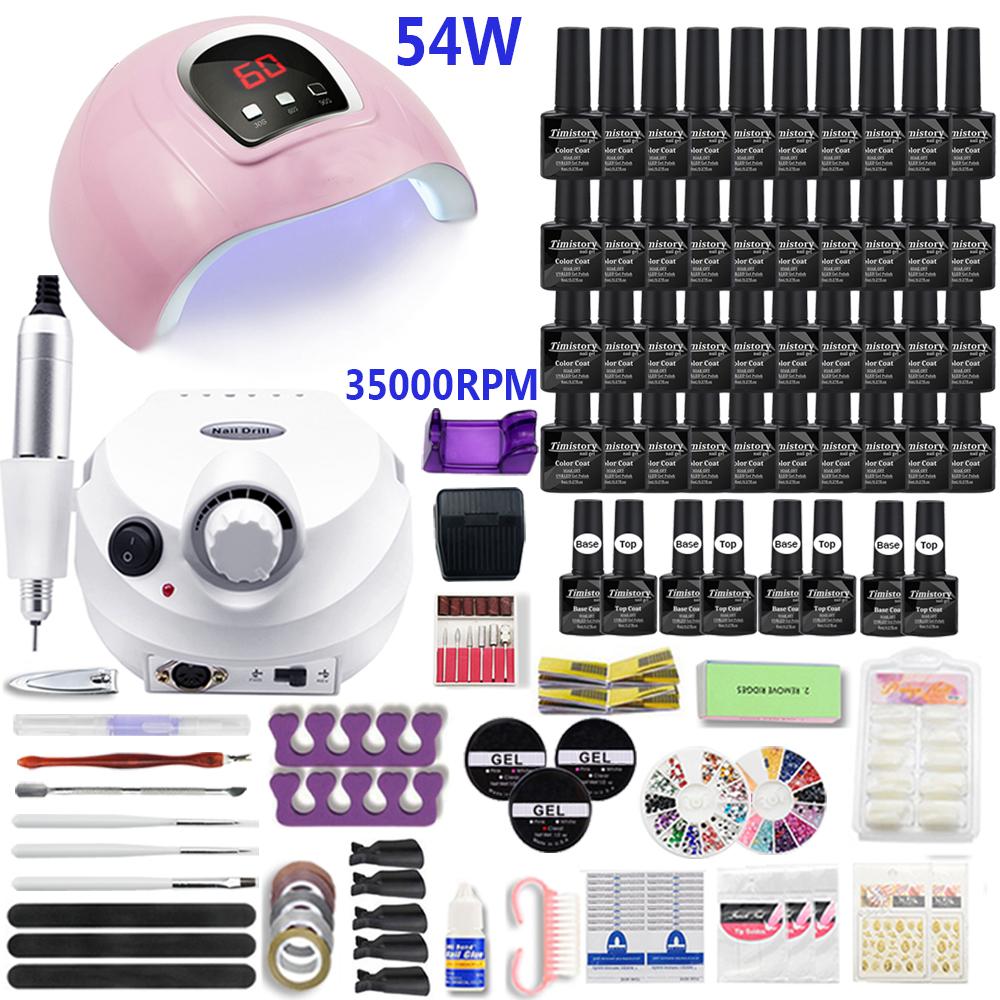 Kits Nail Set 40/30/20/Color Gel Varnish Nail Set with Nail Drill Manicure and Uv Lamp Nail Dryer for Nail Art Cutter Tools