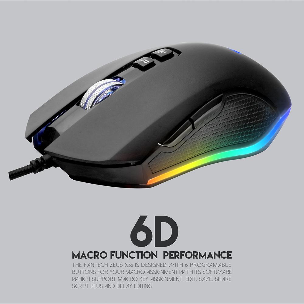 マウスFantech X5S USB Wired RGB Gaming Mouse 4800 DPI 7ボタンプログラム可能な人間工学マウスPCコンピューターゲーマー向け