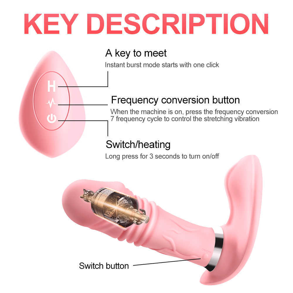 Intrekbare dildo-vibrator Draagbaar Verwarmde G-spot Vaginale stimulator Draadloze afstandsbediening Volwassene