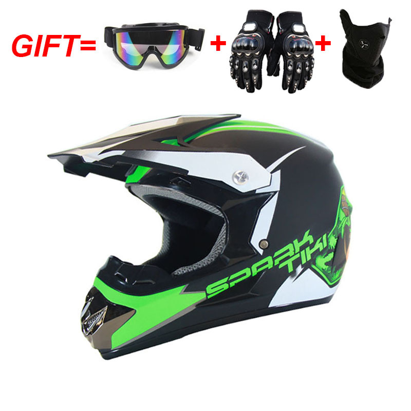 Universal Motocross Motorcykelhjälm utanför vägen ATV Cross Hjältar Racing Motor Bike Capacete med Goggles Mask Gloves Gifts