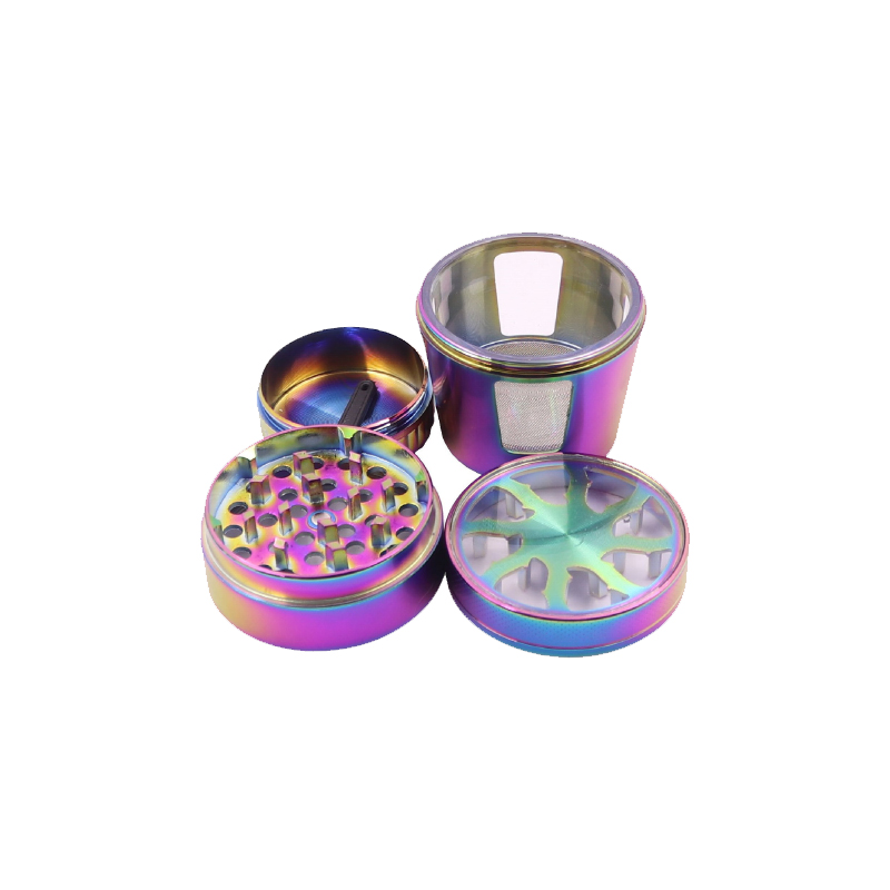 Cone Cup Style Tobacco Herb Grinders Diameter 50mm X 65mm Open Window Spice Crusher Pepper tobacco Grinder Zinc Alloy Metal Rainbow