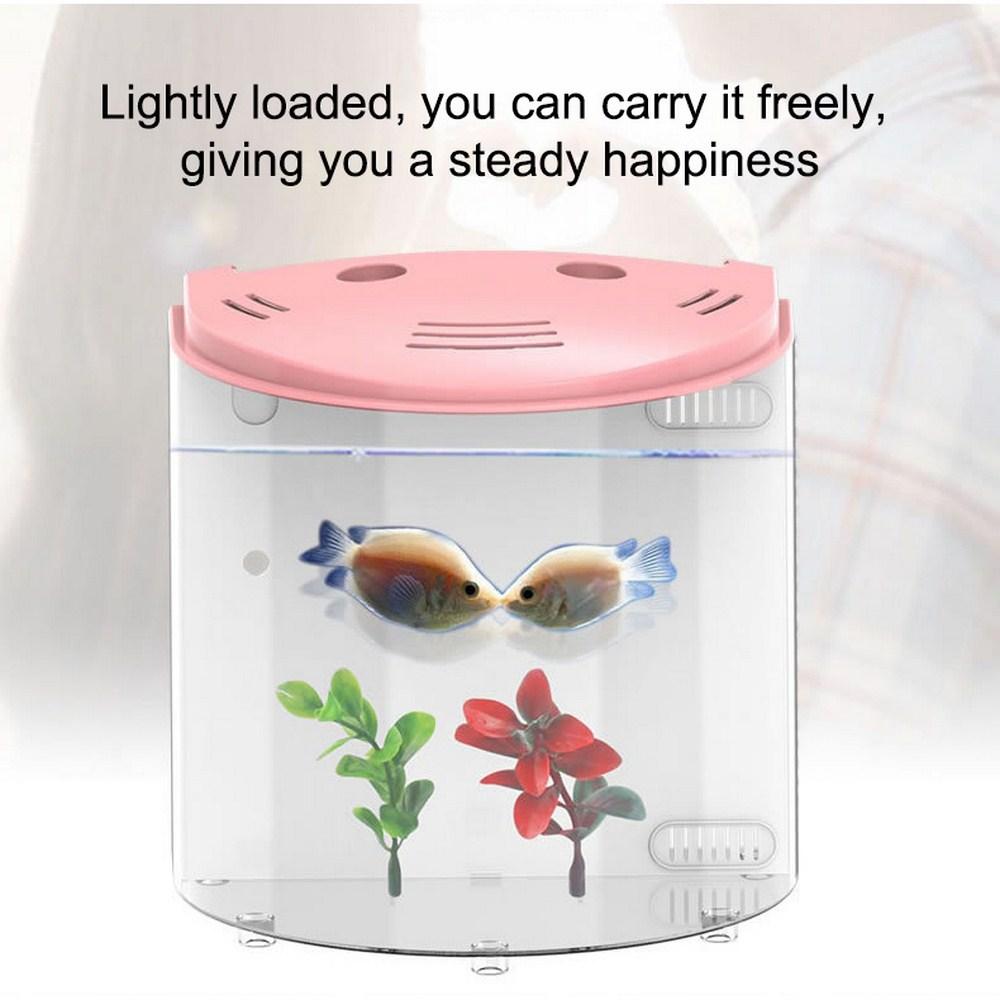 Tanks Portable Mini Fish Tank Desktop Marine Aquaponic Aquarium Betta Fishes Bowl With Air Pump LED Lighting Decoration Accessories