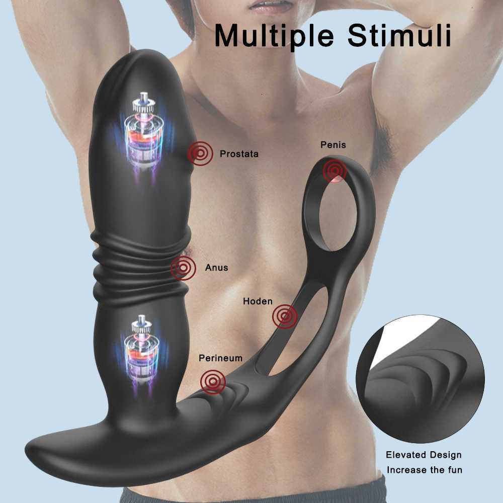 Manlig prostata massage vibrator anal plug silikon vattentät massager stimulator rumpa fördröjning utlösning ring för män