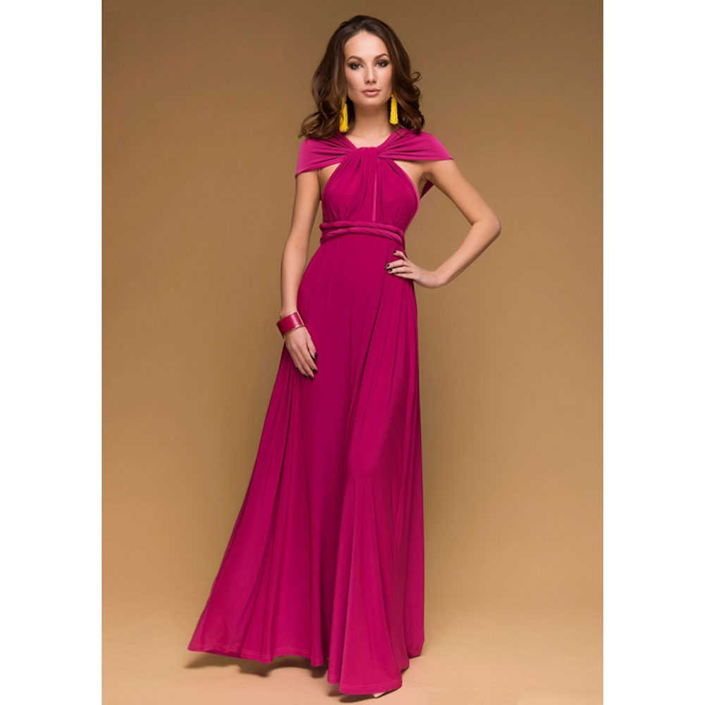 Casual Dresses Sexy Women's Multi Way Packaging Convertible Bohemian Maxi Club Red Bandage Party Bride Maid Robe Long Dress P230530