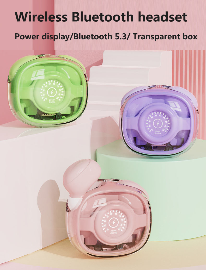 Trådlösa TWS-hörlurar hörlurar in-ear öronskydd Bluetooth Hifi Musik Muffie Transparens laddning Box Typ C Långt batterilivslängd för iOS Android