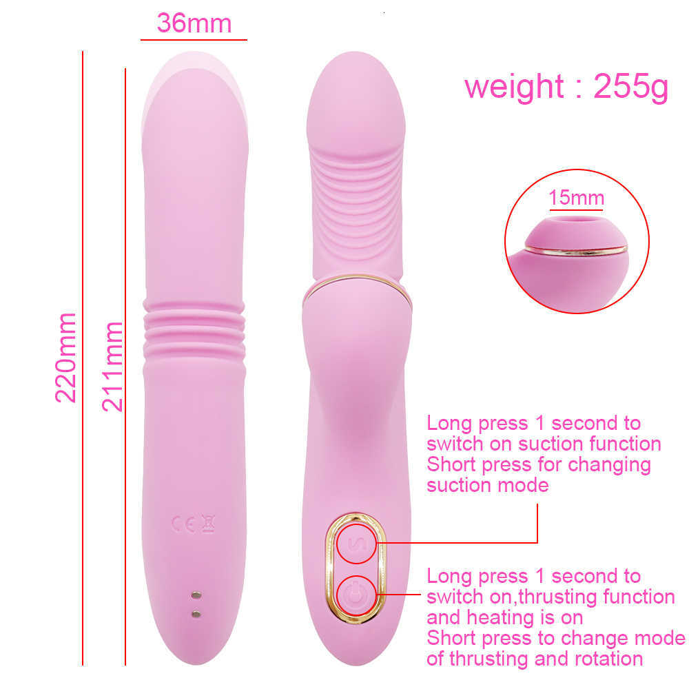 Telescopic Thrusting Sucking Vibrator for Woman Big Dildo Heating Clit Sucker Vagina Clitoris Stimulator Adult Machine