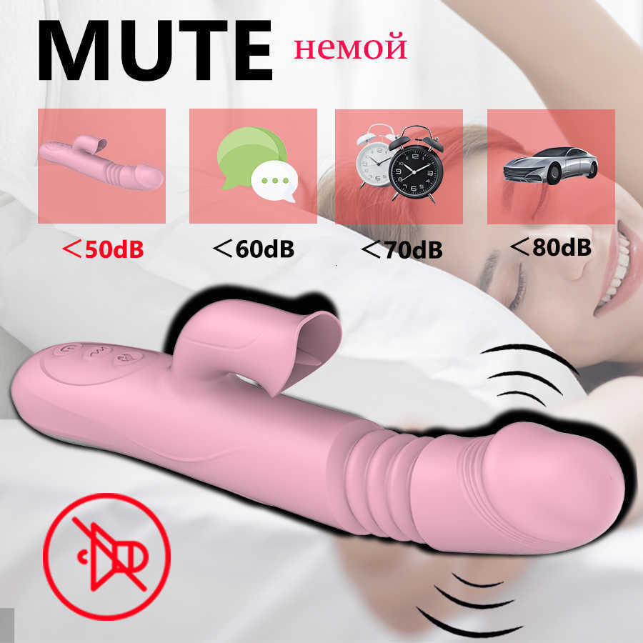 Massager Double Tongue Vibrating Dildo with Warming Telescopic Rotating Vibrators for Woman Anal Vaginal Clitoris Stimulator