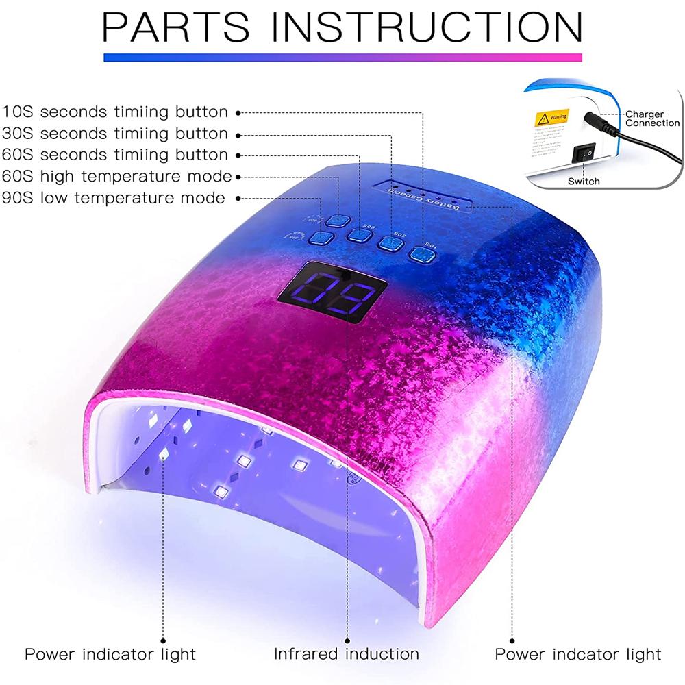 Dryers Upgraded 48W Rechargeable UV LED Nail Lamp Nail Dryer Light for Gel Polish Acrylic Automatic Sensor Gel Nail Light Manicure Tool