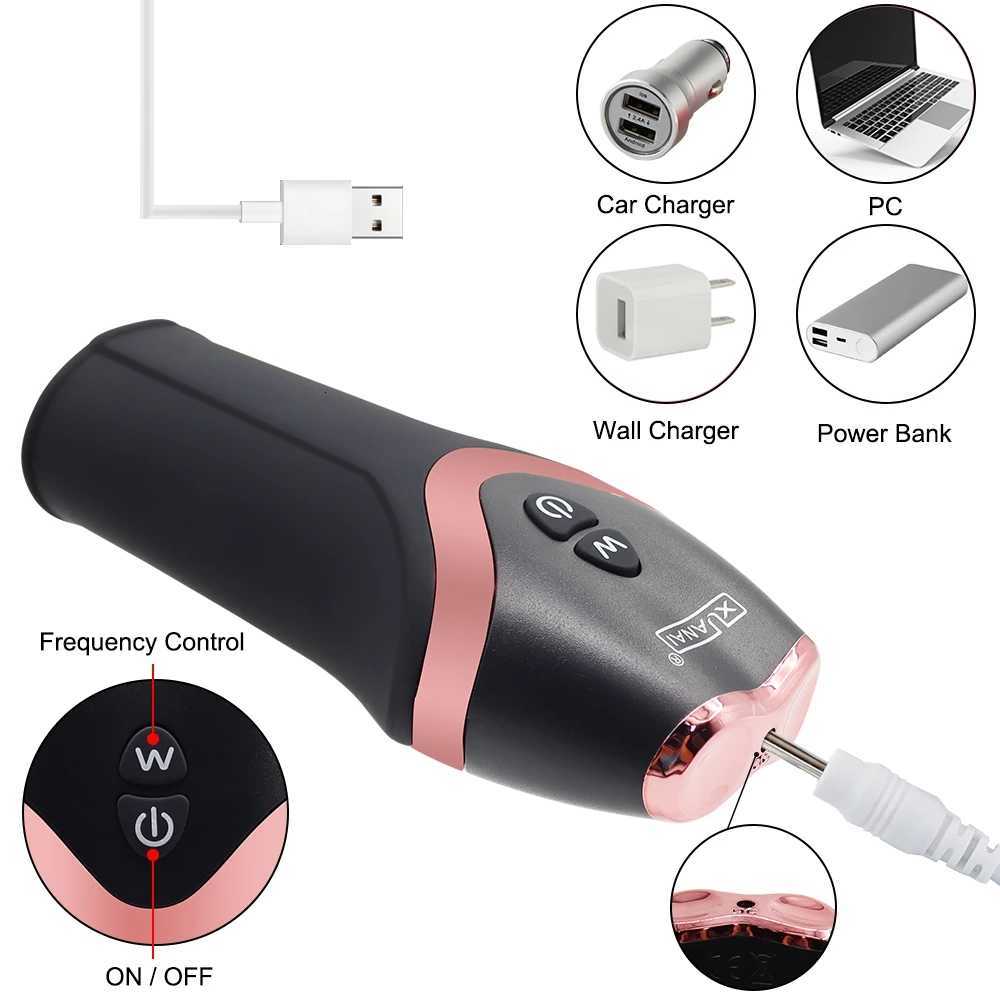 Massager Penis Enlarge Pump Vibrator for Men Male Masturbator Glans Exerciser Delay Ejaculation Blowjob Realistic Vagina