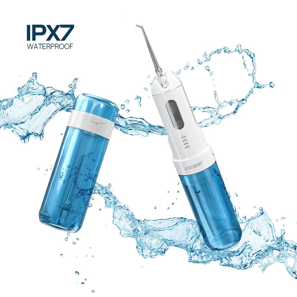 Whitening AZDENT Detachable Oral Irrigator 4 Modes Travel Electric Teeth Cleaner 5 Jet Tips USB Charger 200ml Water Tank IPX7 Waterproof