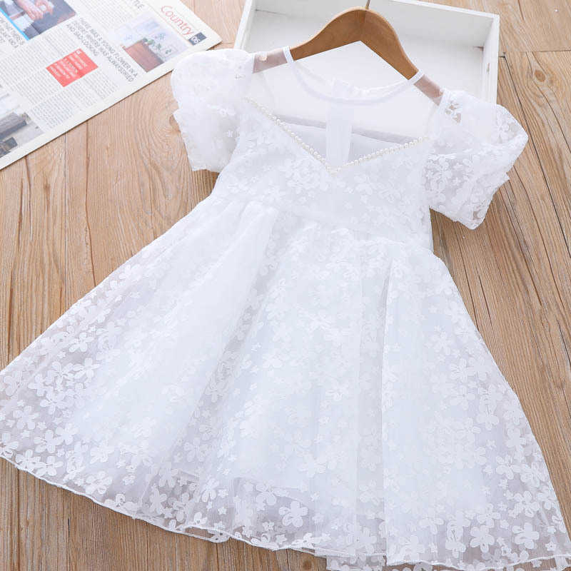 Flickans klänningar Girl Bubble Sleeve Dress 2023 Sommar Nya barn Puffy Princess Dress Party Dress for Kids Girl Flower Dresses For Weddings AA230531