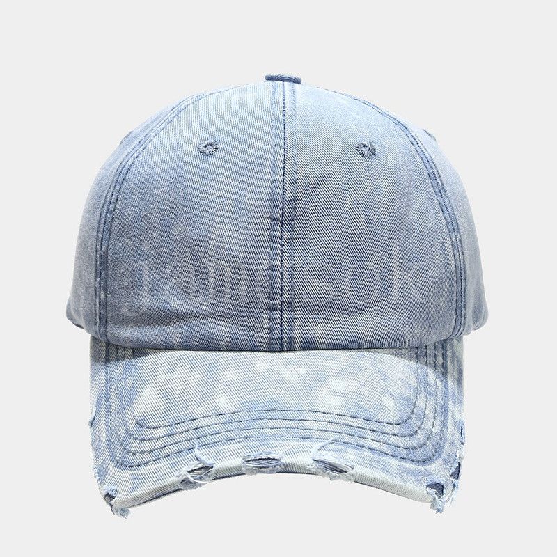 Vintage-Jeansmütze aus ausgewaschenem Distressed-Jeansstoff mit individueller Baseball-Snapback-Mütze aus Twill, schlicht, sportlich, verstellbar, DF109