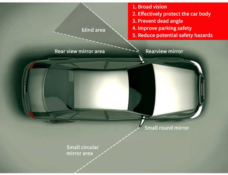 360 HD Grad Weitwinkel verstellbarer konvexer Auto-Rückspiegel für Auto-Rückwärts-Weitwinkel-Fahrzeugparkplatz, randlose Spiegel