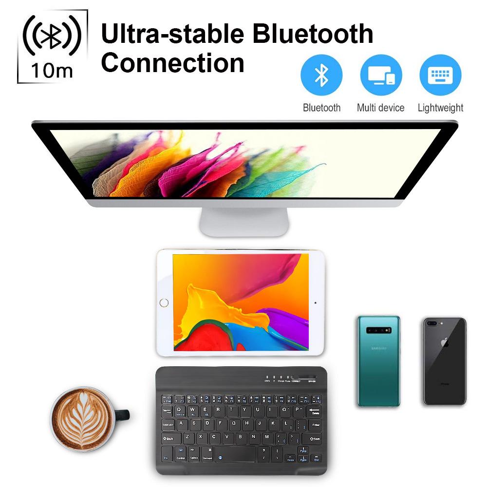 Kombinationer Spanska franska tyska ryska thailändska engelska för iPad -surfplatta Smarttelefon Bluetooth Wireless Keyboard Mouse Set