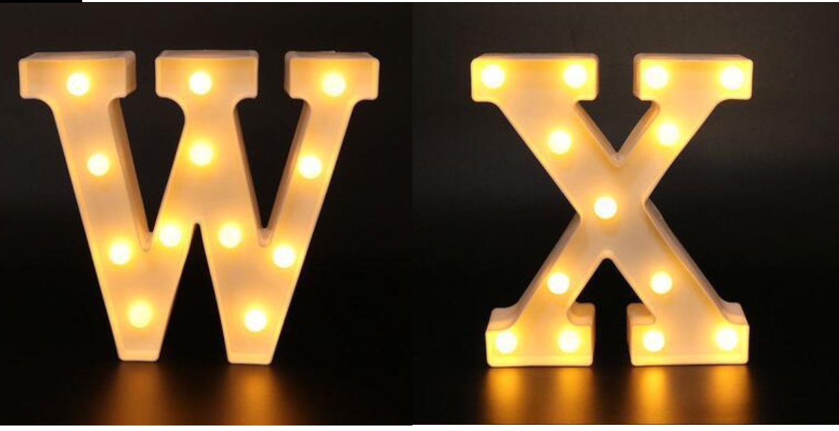 Oro Blanco Luminoso 26 Letras LED en inglés Luz de noche Alfabeto Número Lámpara Navidad Boda Fiesta de cumpleaños Proponer decoración