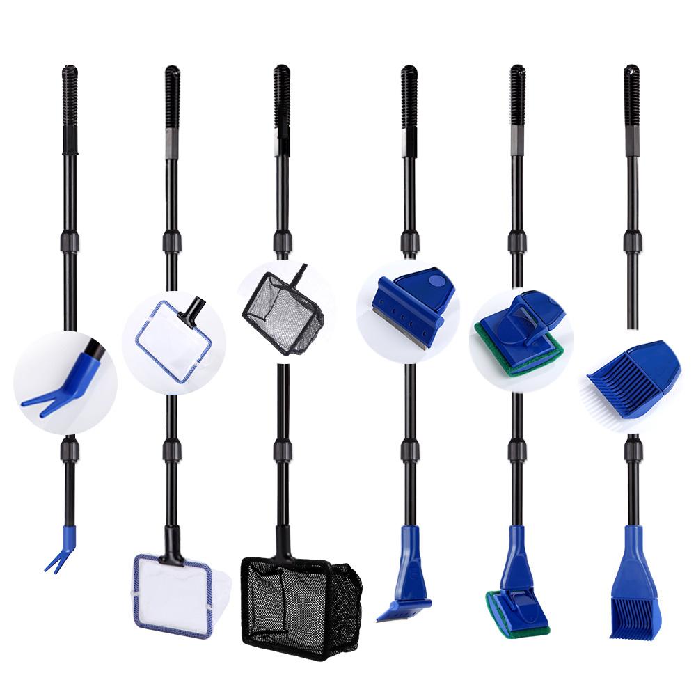 Outils 6in1 Kit d'outils de nettoyage d'aquarium rétractable Kit de nettoyage MultiTool ensemble eau aquatique plante vivante herbe réservoir de poisson lame de grattoir à algues