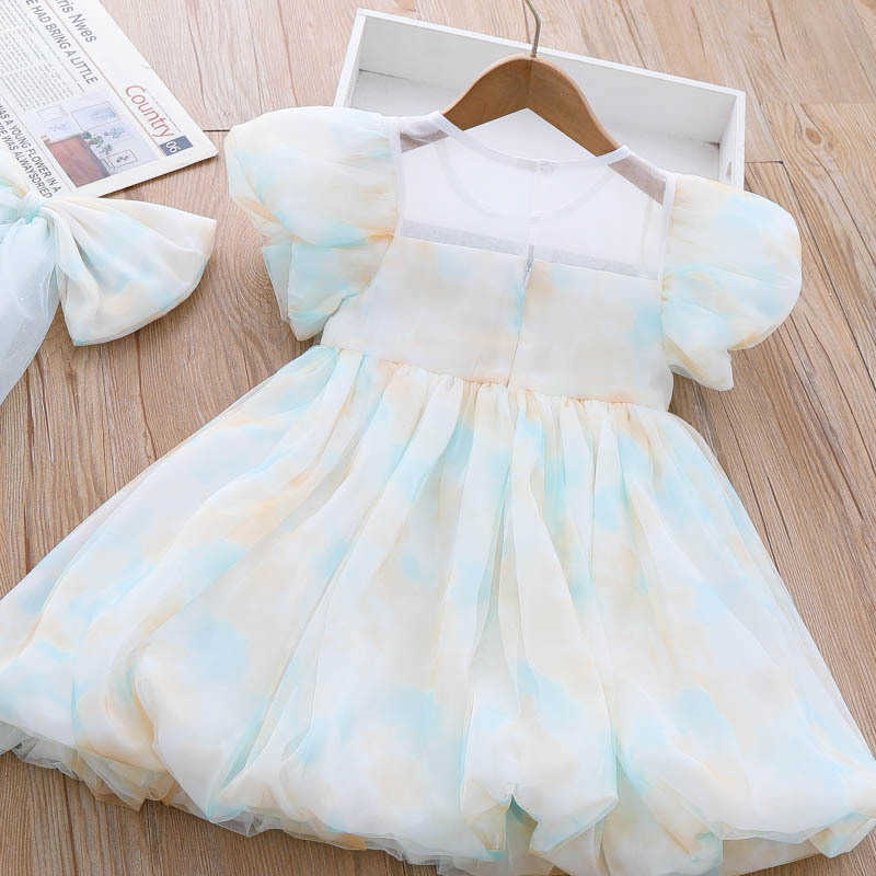 Robes de fille Nouvelles filles Boutique d'été Robe de princesse Gradient Kids Fashion Lantern Jupe Give Bow Tout Bébé Fille Vêtements Robe de mariée AA230531