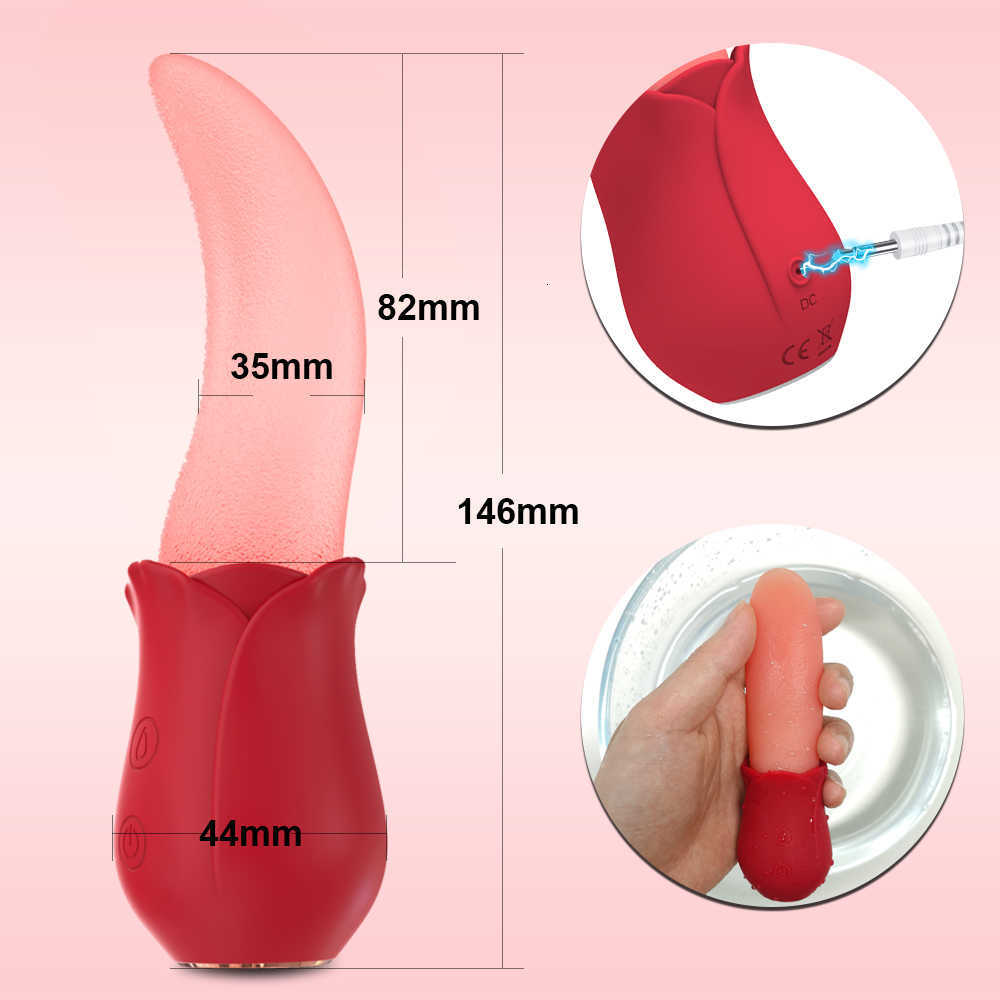 Massager Rose Ssanie wibratorów dla kobiet Realistyczne lizanie języka wibratory stymulacji stymulacji samica żeńskie