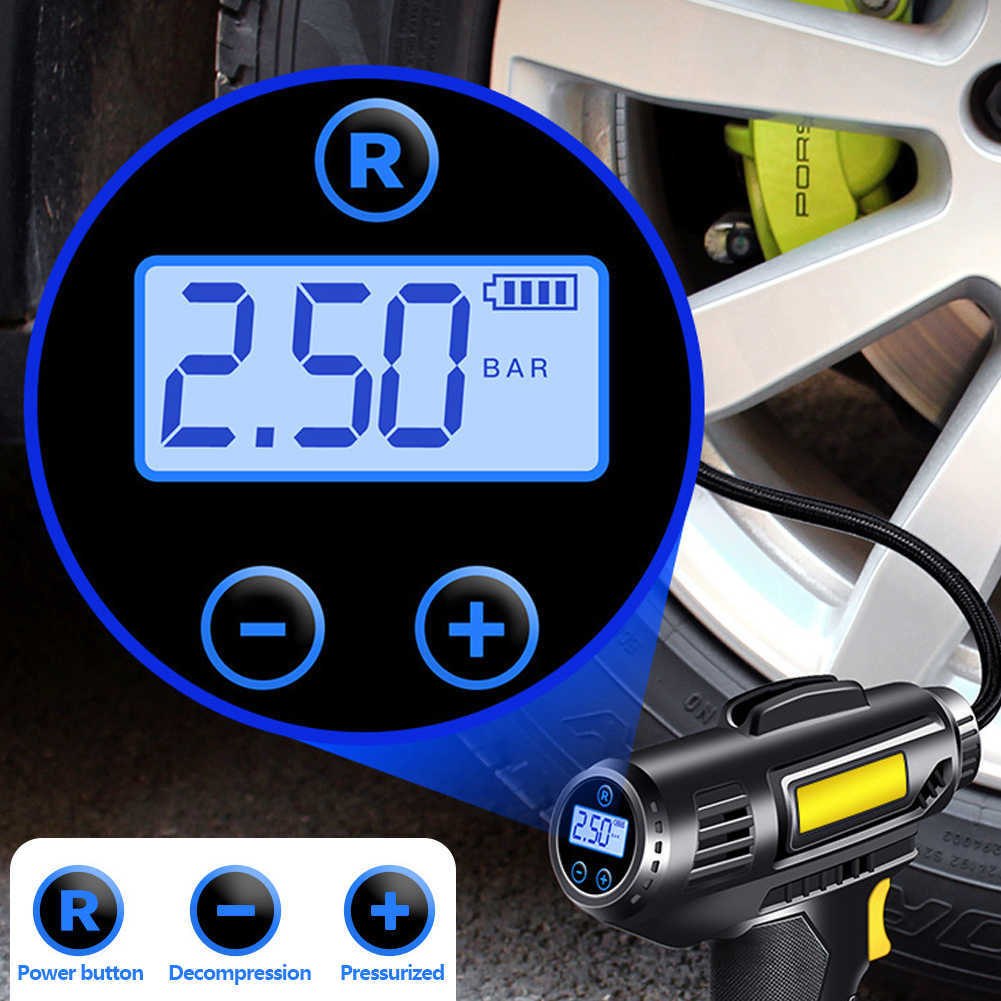 Novo compressor de ar de carro 120 W recarregável sem fio bomba inflável portátil bomba de ar pneu de carro inflador digital para bolas de bicicleta de carro