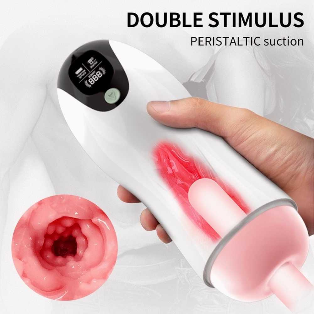 Massager Automatische Kunstkut Cup Zuigen Trillingen Pijpen Echte Vagina Penis Orale Machine voor Mannen Volwassenen