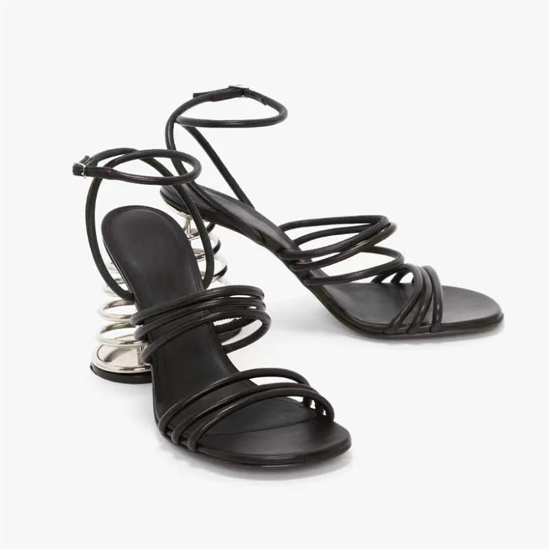 Womens Sandals Summer 2023 Strange Spring High Heels Black Women Pumps Straps Gladiator Sandalias Designer Prom Dress Shoes