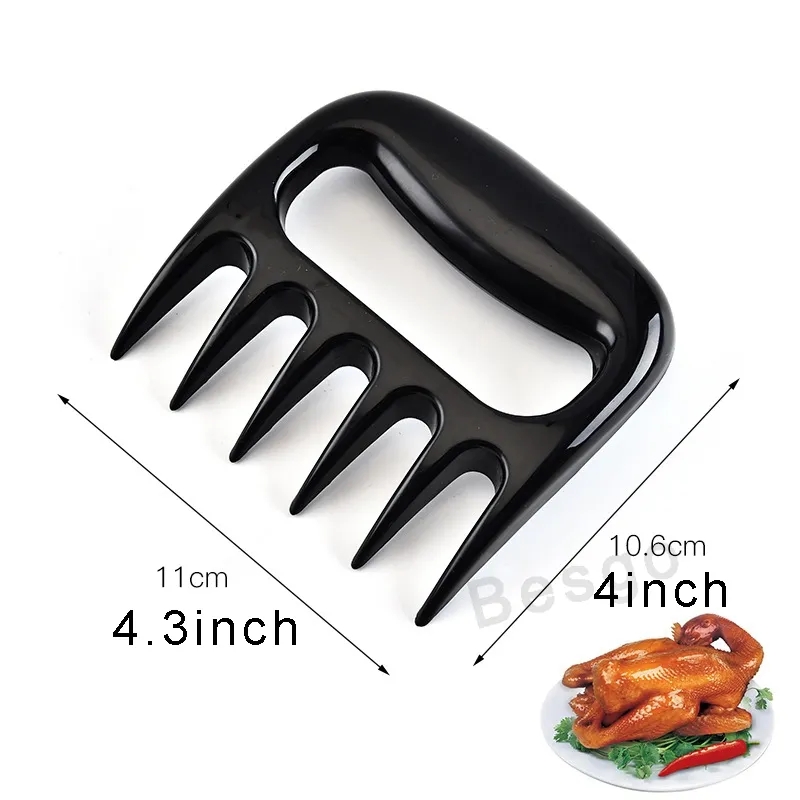 Artigli carne nera Forchette carne in plastica Barbecue Trituratore carne Artigli Separatore pollo Uso facile da pulire Utensili da cucina barbecue Artigli orsi DBC