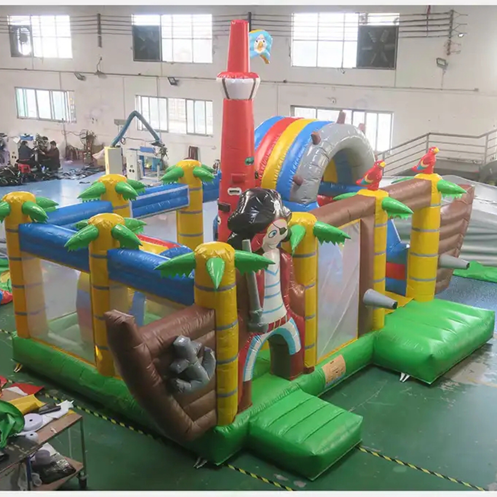 Professional inflatable pirate ship theme bouncers bouncy pirate play castle moonwalk with slide combo bounce house by ship to door