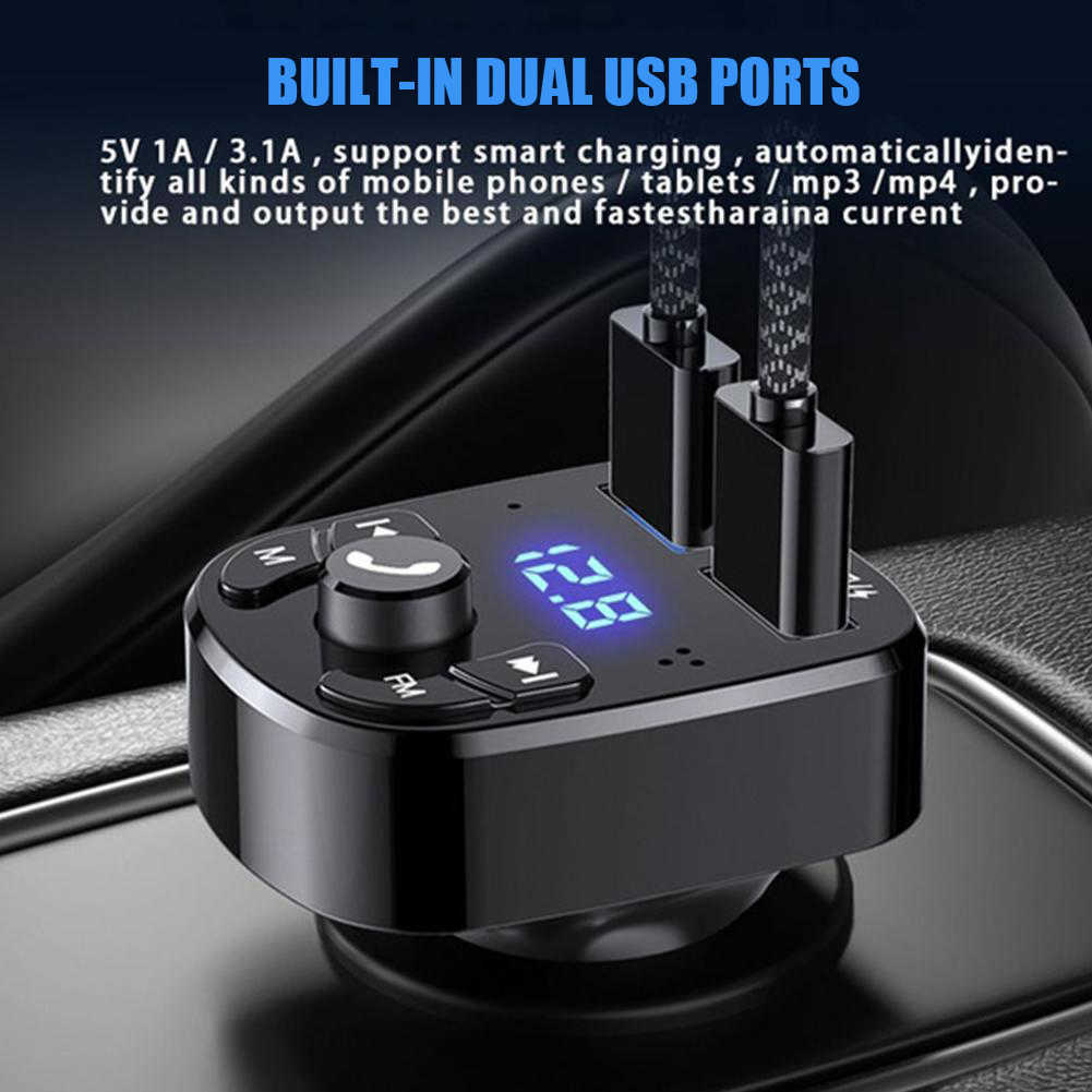 Atualizar carro hands-free bluetooth 5.0 transmissor fm carro kit mp3 modulador player receptor de áudio handsfree 2 usb carregador rápido