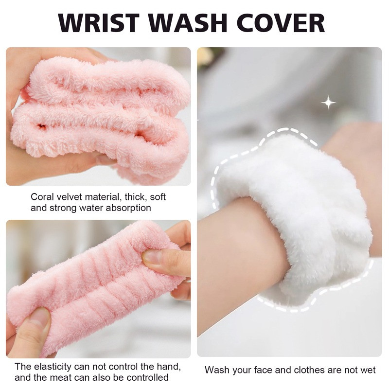 Face Wash Wristband Headband Fleece Skincare Bowtie Hair Band Wrist Cuffs for Makeup Shower Teen Girls Headbands