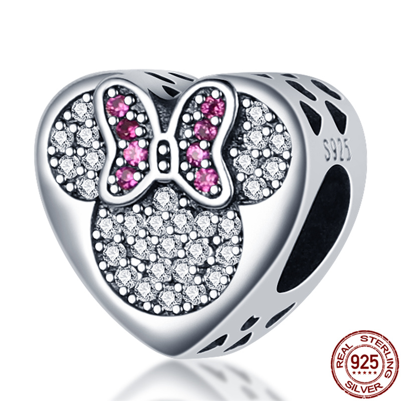 Ciondolo in argento sterling 925 con ciondolo a forma di cuore rotondo viola adatto braccialetto Pandora primitivo regalo di gioielli fai da te femminile Consegna gratuita