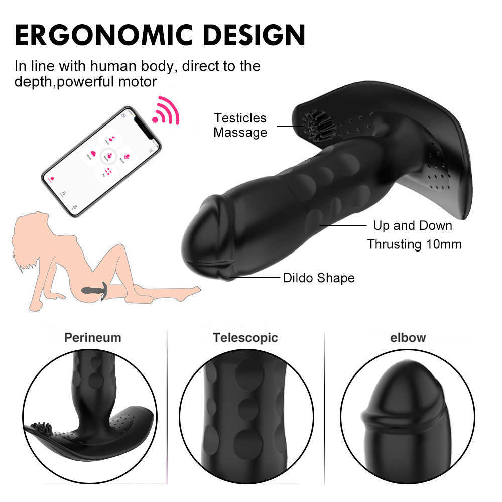 Vibromasseur télescopique pour hommes et femmes, contrôle par application Bluetooth, godemichet Anal, masseur de Prostate, gode vaginal pour femmes Gays