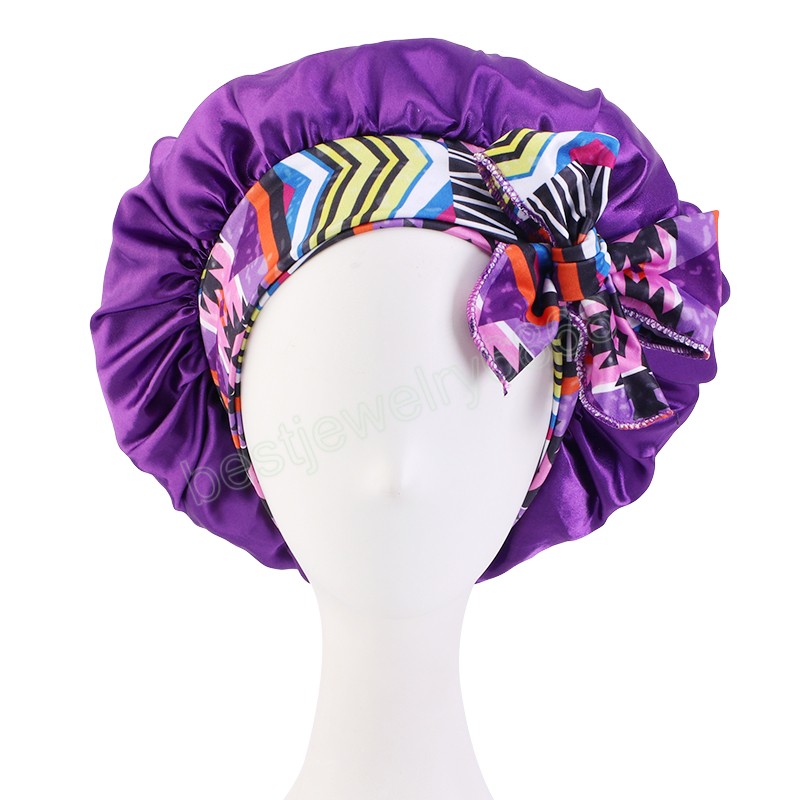 Neue Frauen Satin African Print Schlafen Hut Nacht Schlaf Kappe für Frauen Dusche Caps Schlafen Haar Bonnets Verstellbare Kappe kopf Abdeckung