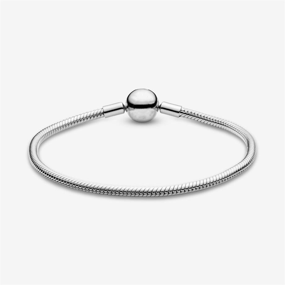 New Moments Bracciale in argento sterling 925 classico elegante con catena a forma di serpente, adatto autentico fascino europeo ciondola le donne Moda fai da te Jewel236O