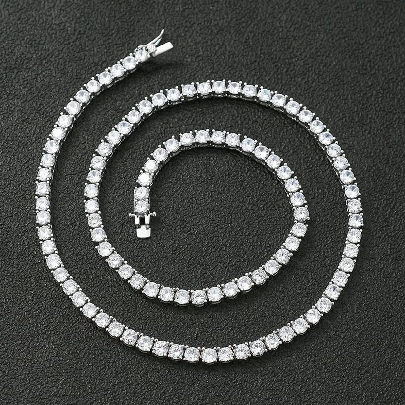 41 45 50 55 cm 925 Sterling Silber Halsband Tennis Halskette 3 mm 4 mm Zirkonia Steine Kette Halsketten für Frauen Verlobung Hochzeit Part2697