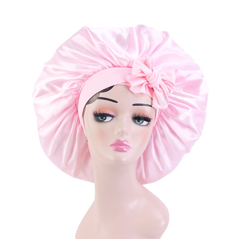 Grand Bonnet en Satin pour femmes, Bonnet de nuit soyeux, élastique, Bonnet de douche, Bonnet pour cheveux, couvre-tête, cheveux tressés bouclés