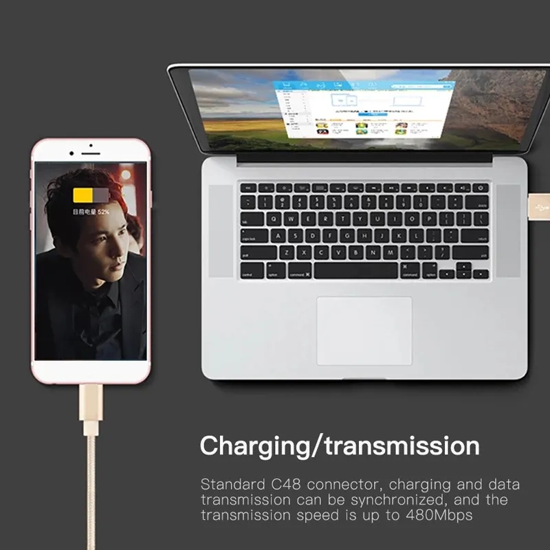 Nylon trançado de alta velocidade USB Tipo C Cabos Sincronização de dados Micro Cabo de carregador rápido para tablet Android USB C Cabo de telefone 1m 2m 3m