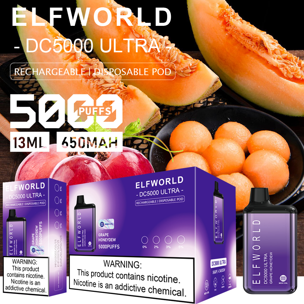 Elfworld DE 6000 Puffs Disposable Vape pen Christmas specials price 12ML of E-liquid Elctronic Cigarette