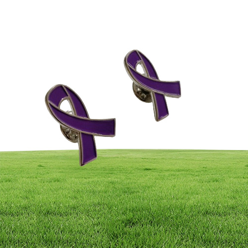 100 stcs hele paarse lint broches Awareness Rapel Pin Antidomestic Violence Ribbon 4237537