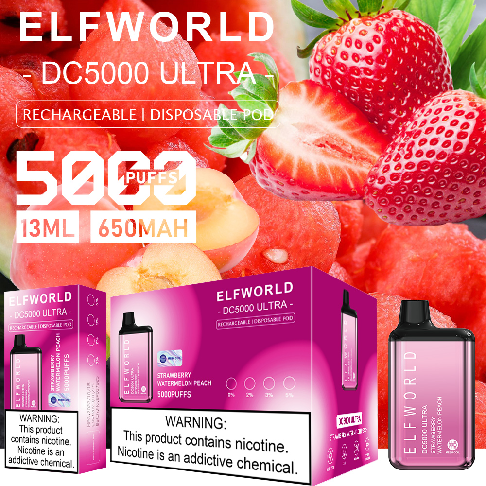 Elfworld DE 6000 Puffs Disposable Vape pen Christmas specials price 12ML of E-liquid Elctronic Cigarette