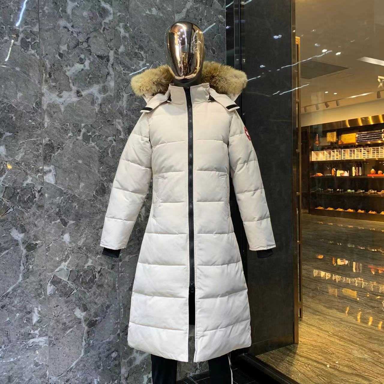 1un4 västar Big Goose Down 22 Canadian Style Thicked Women's Extra Long Parker Coat Slim Fit Windbreaker