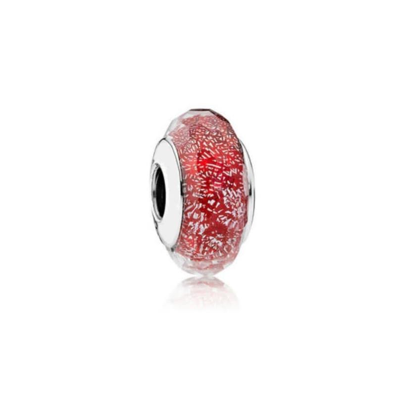 Nieuwe Collectie 100% 925 Sterling Zilver Spakling Rode Murano Glas Charm Fit Originele Europese Bedelarmband Mode-sieraden Accessor260F