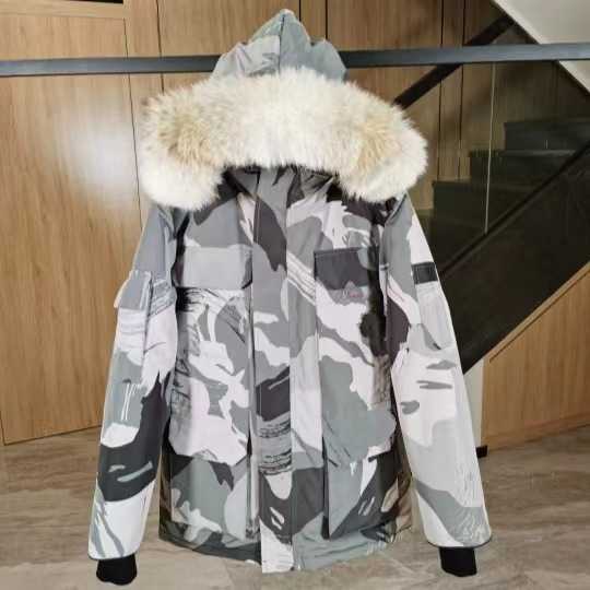 Hbur Down Parka Piumino d'oca con lo stesso design della spedizione canadese 08 Pelliccia di lupo extra spessa da uomo e da donna di media lunghezza 4660 m